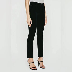 NWT AG Mari Velvet High Rise Slim Straight Super Black size 27